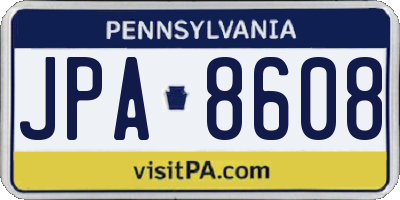 PA license plate JPA8608