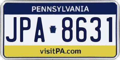 PA license plate JPA8631