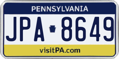 PA license plate JPA8649