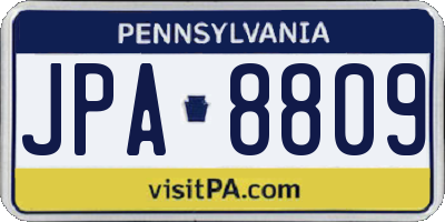 PA license plate JPA8809