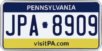 PA license plate JPA8909