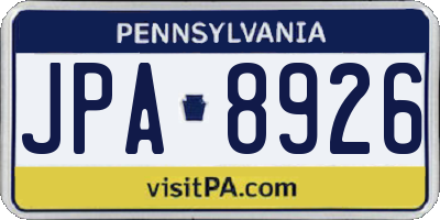 PA license plate JPA8926