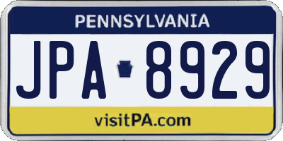 PA license plate JPA8929
