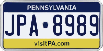 PA license plate JPA8989