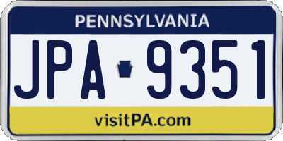 PA license plate JPA9351