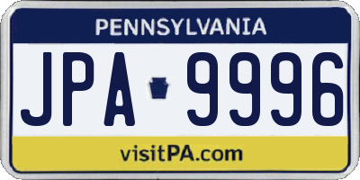 PA license plate JPA9996