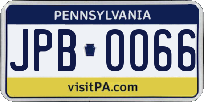 PA license plate JPB0066