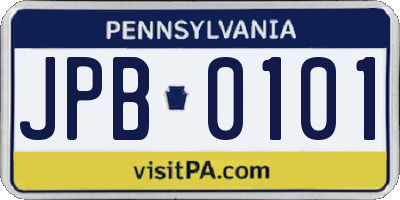 PA license plate JPB0101