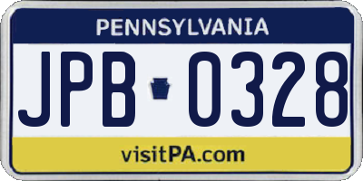 PA license plate JPB0328