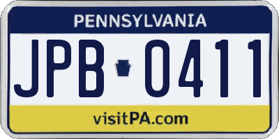 PA license plate JPB0411