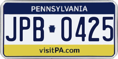 PA license plate JPB0425