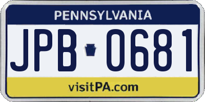PA license plate JPB0681