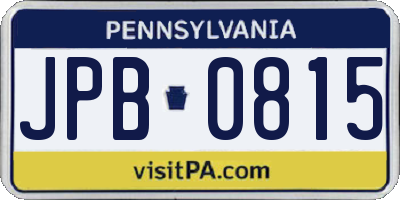PA license plate JPB0815