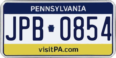 PA license plate JPB0854