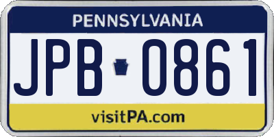 PA license plate JPB0861