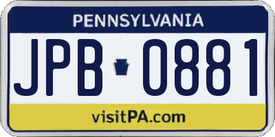 PA license plate JPB0881