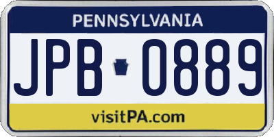 PA license plate JPB0889