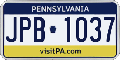 PA license plate JPB1037