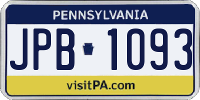 PA license plate JPB1093