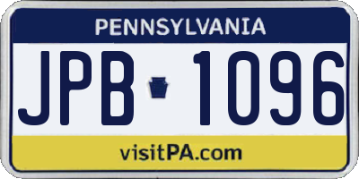 PA license plate JPB1096