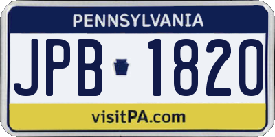 PA license plate JPB1820