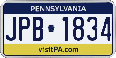 PA license plate JPB1834