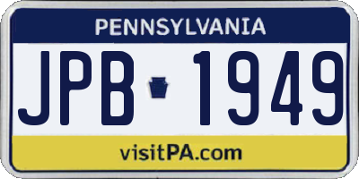 PA license plate JPB1949