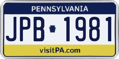 PA license plate JPB1981