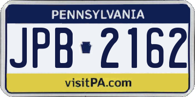 PA license plate JPB2162