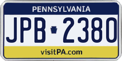 PA license plate JPB2380