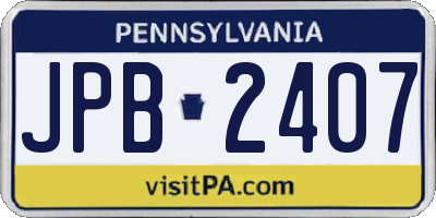 PA license plate JPB2407