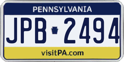 PA license plate JPB2494
