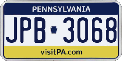 PA license plate JPB3068