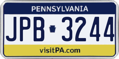 PA license plate JPB3244