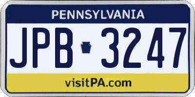 PA license plate JPB3247