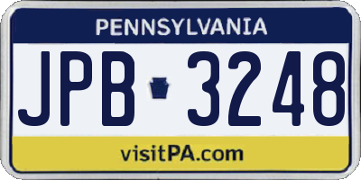 PA license plate JPB3248