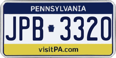 PA license plate JPB3320