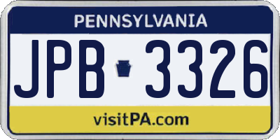 PA license plate JPB3326