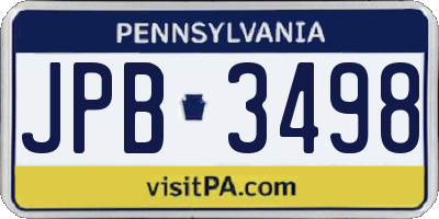 PA license plate JPB3498