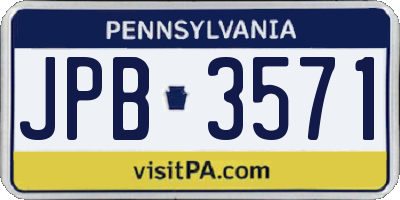 PA license plate JPB3571