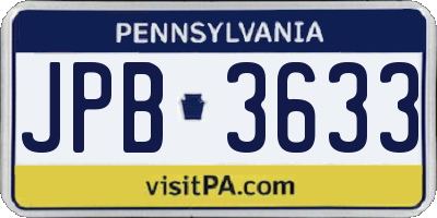 PA license plate JPB3633