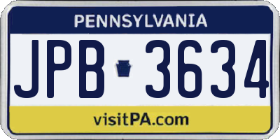 PA license plate JPB3634