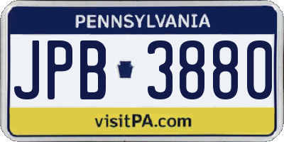 PA license plate JPB3880