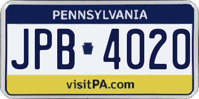 PA license plate JPB4020
