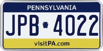 PA license plate JPB4022