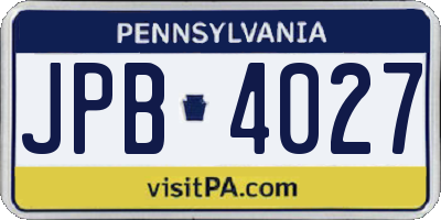 PA license plate JPB4027