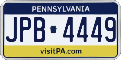 PA license plate JPB4449