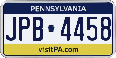 PA license plate JPB4458