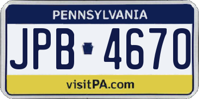 PA license plate JPB4670