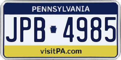 PA license plate JPB4985